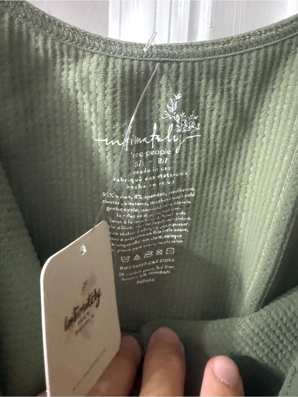 Free People Ribbed V-Neck Camisole in Olive - Picture 3 of 6